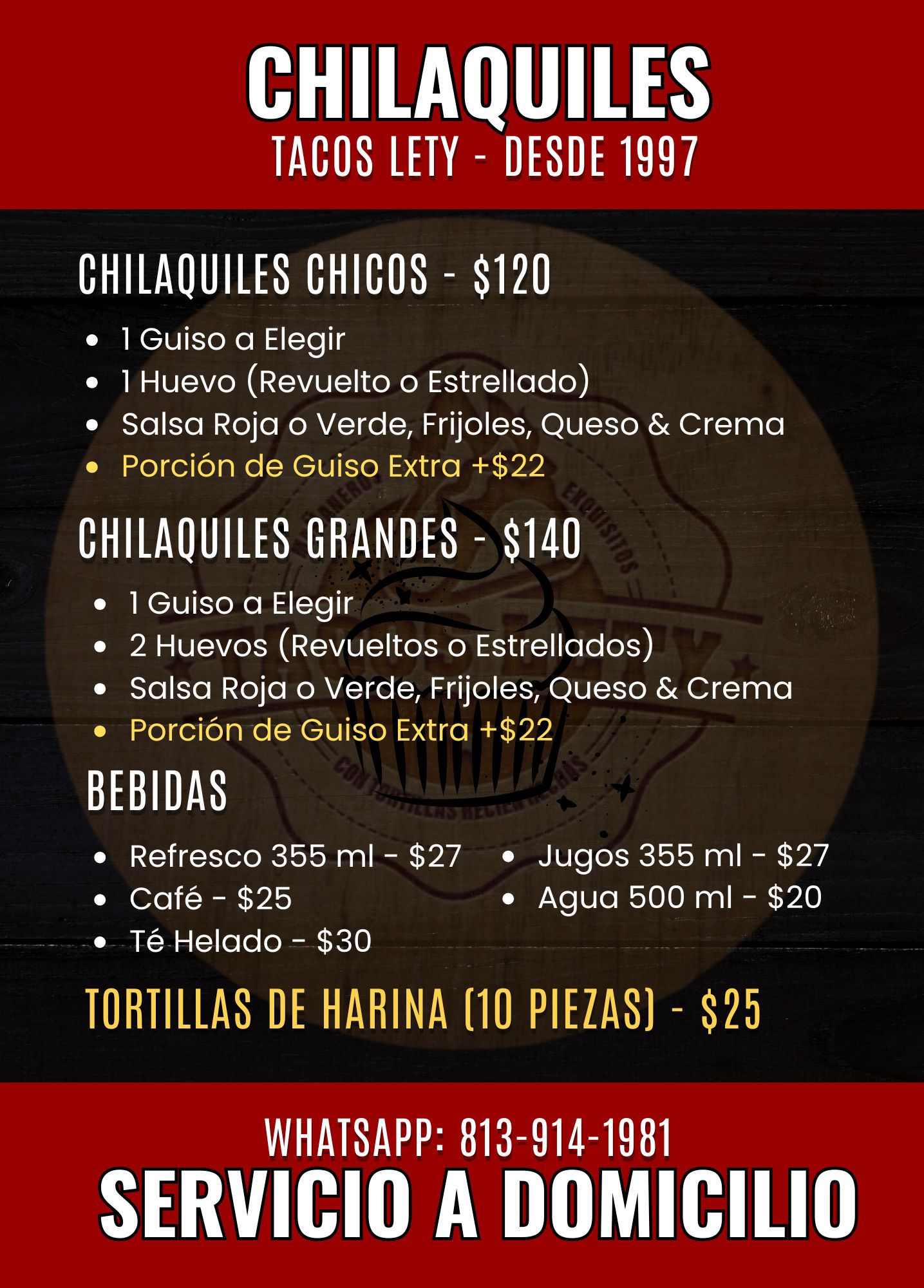 Menú Tacos LETY 2025 2P